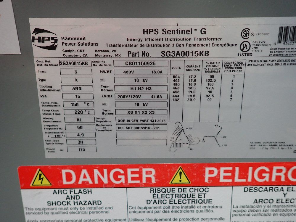 Allen-bradley/hps Logix Panel, Transformer