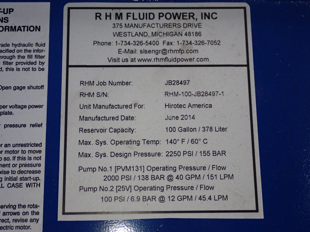 50 Hp Hydraulic Unit - Ecs-4235na