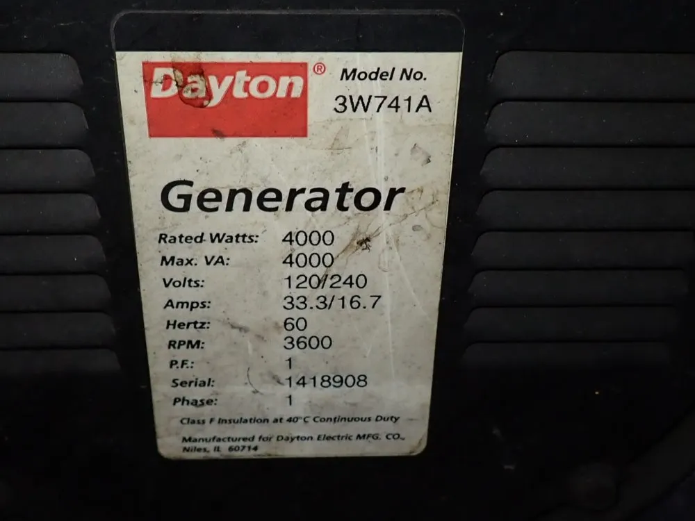 Dayton 4000 Watts Generator - 3w741a
