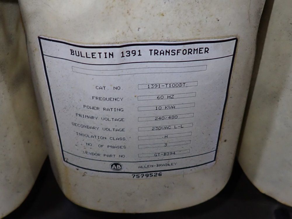 Allen Bradley 10 Kva Transformer - 1391-t100dt