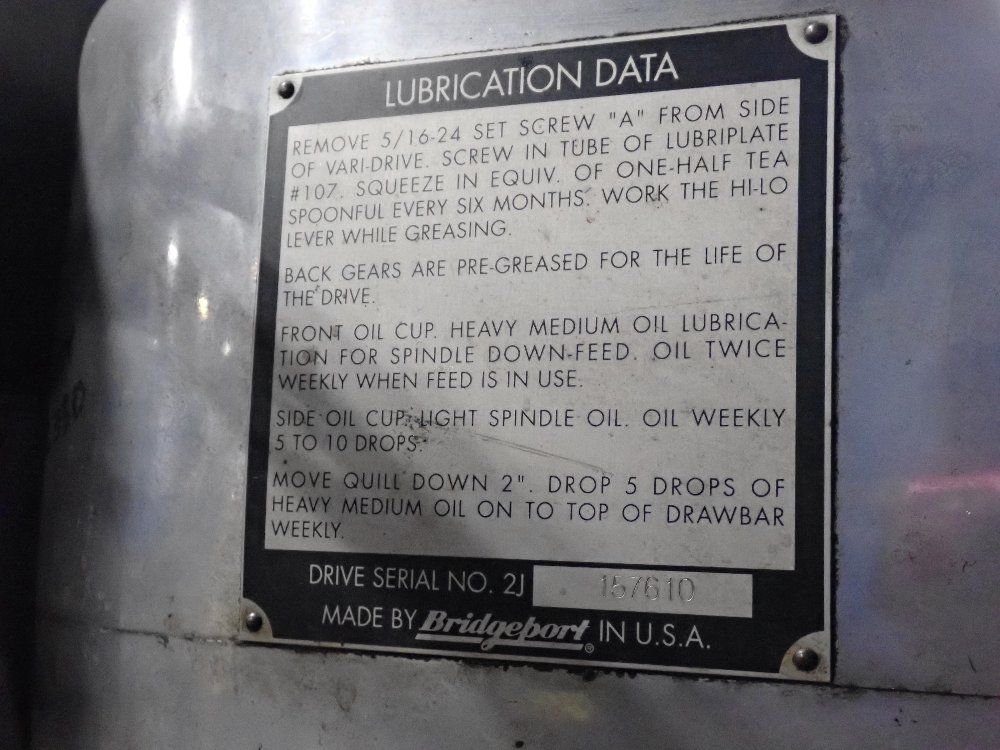 Bridgeport 42"x9" Vertical Mill