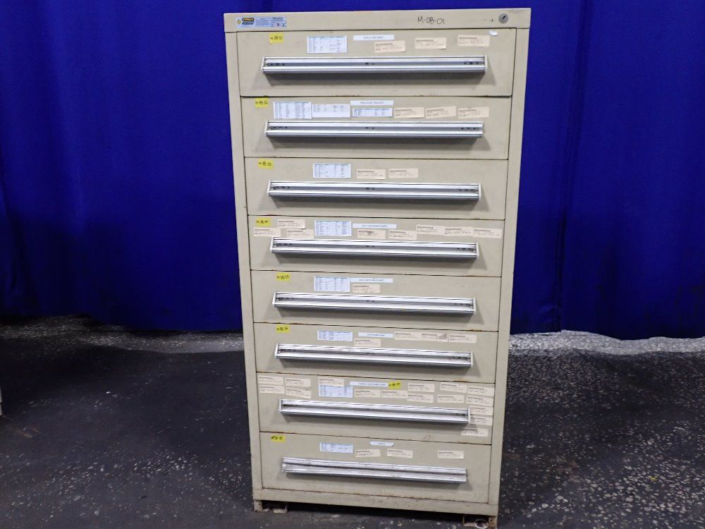 Stanley 8 Drawers/25 1/2" X 25 1/2" Vidmar Cabinet W/pump Supply Parts