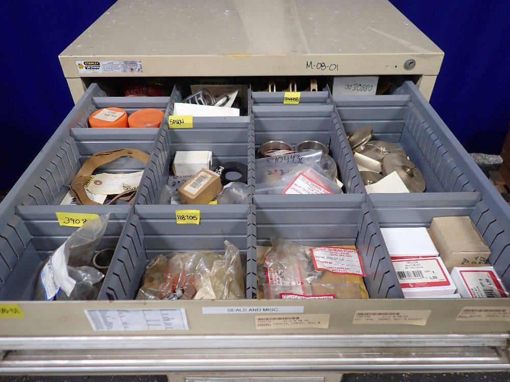Stanley 8 Drawers/25 1/2" X 25 1/2" Vidmar Cabinet W/pump Supply Parts
