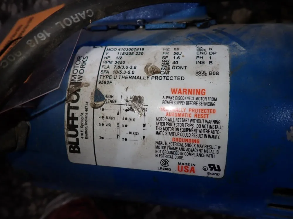 Bluffton Motor Works 1/2 Hp Motor - 4103007418