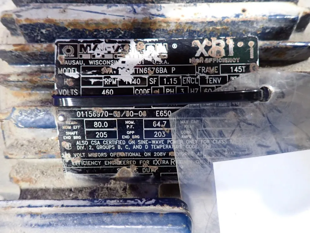 Marathon Electric 1 Hp Motor - 9va145tttn6576bap
