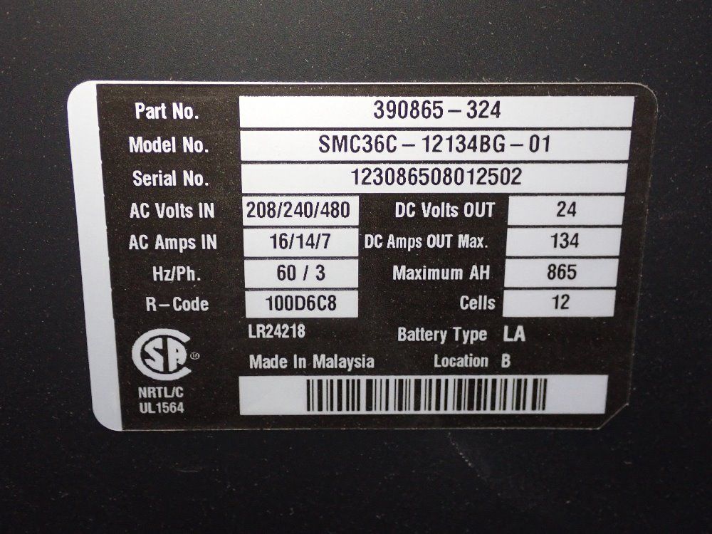 Safe Power Systems 865 A.h./24v Battery Charger - Smc36c-12134bg-01