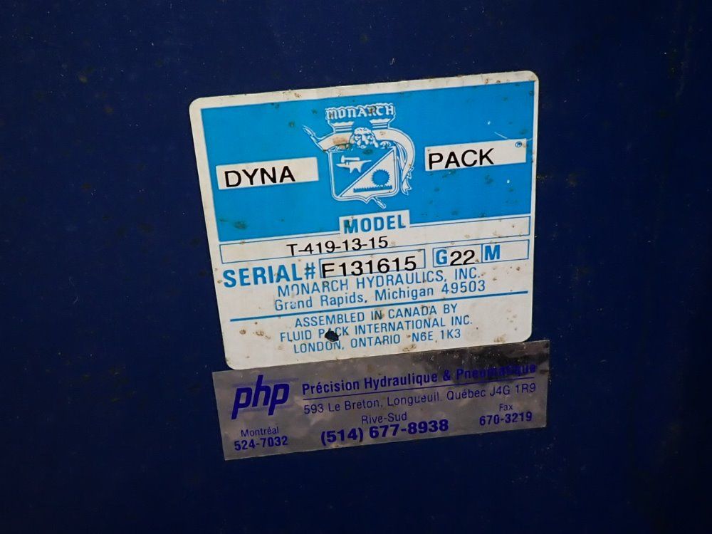 Monarch Hydraulics Inc 2 Hp Hydraulic Unit - T-419-13-15