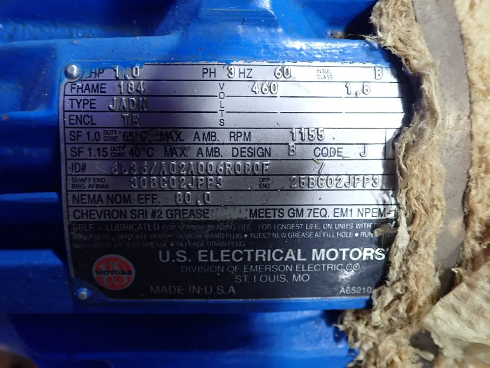Us Electrical Motors 3hp/1hp Motor - A09-a31100186t 6836/a02a006r080f