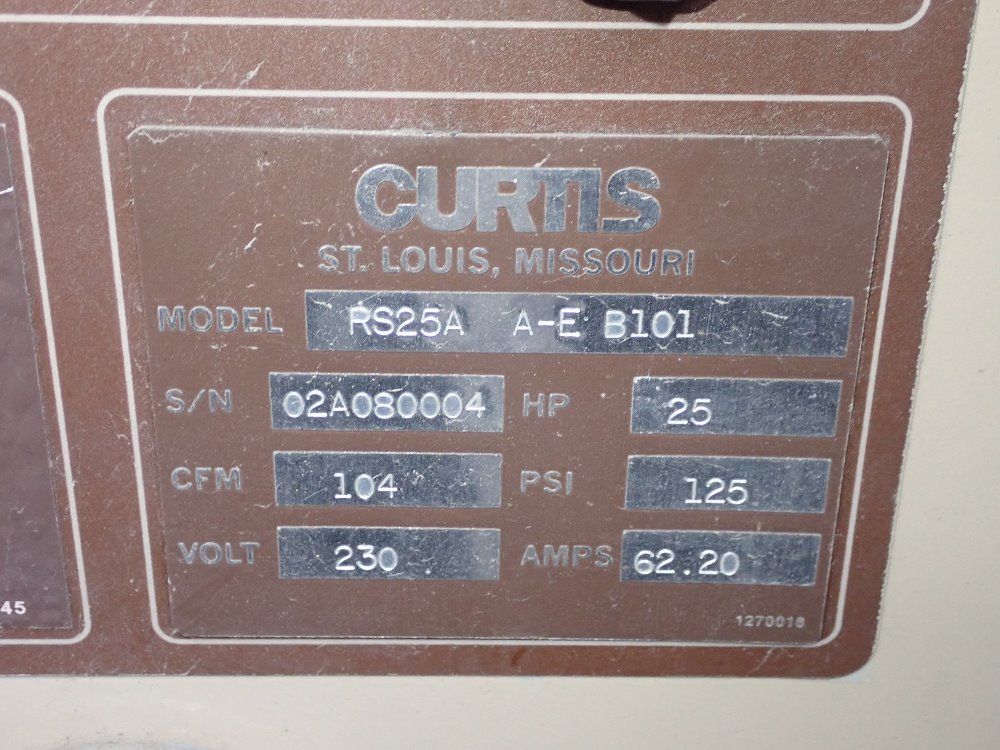 Curtis 25 Hp Air Compressor - Rs25a A-e B101