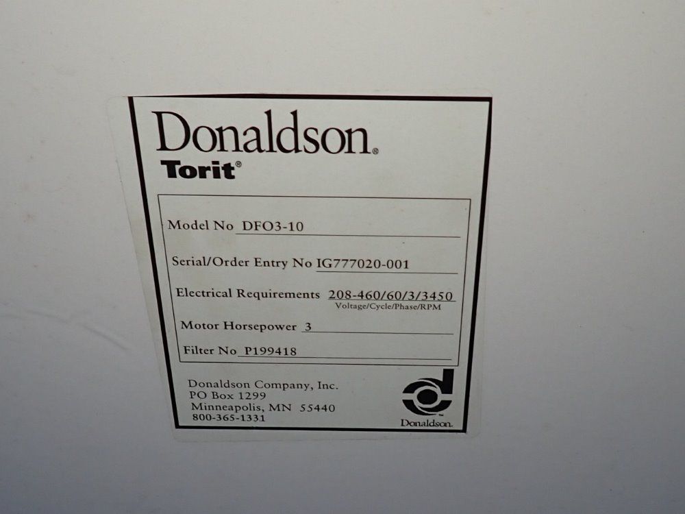 Donaldson 3 Hp Dust Collector - Dfo3-10