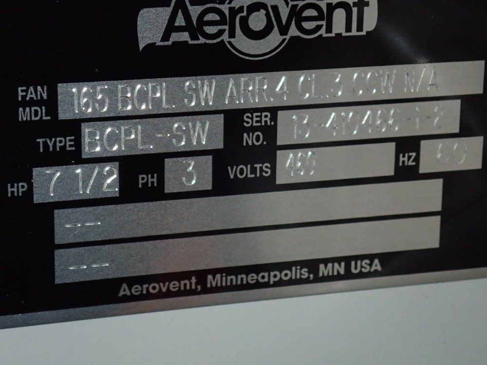 Aerovent 7.5 Hp Fan - 16bcplswarr4cl.3ccwn/a