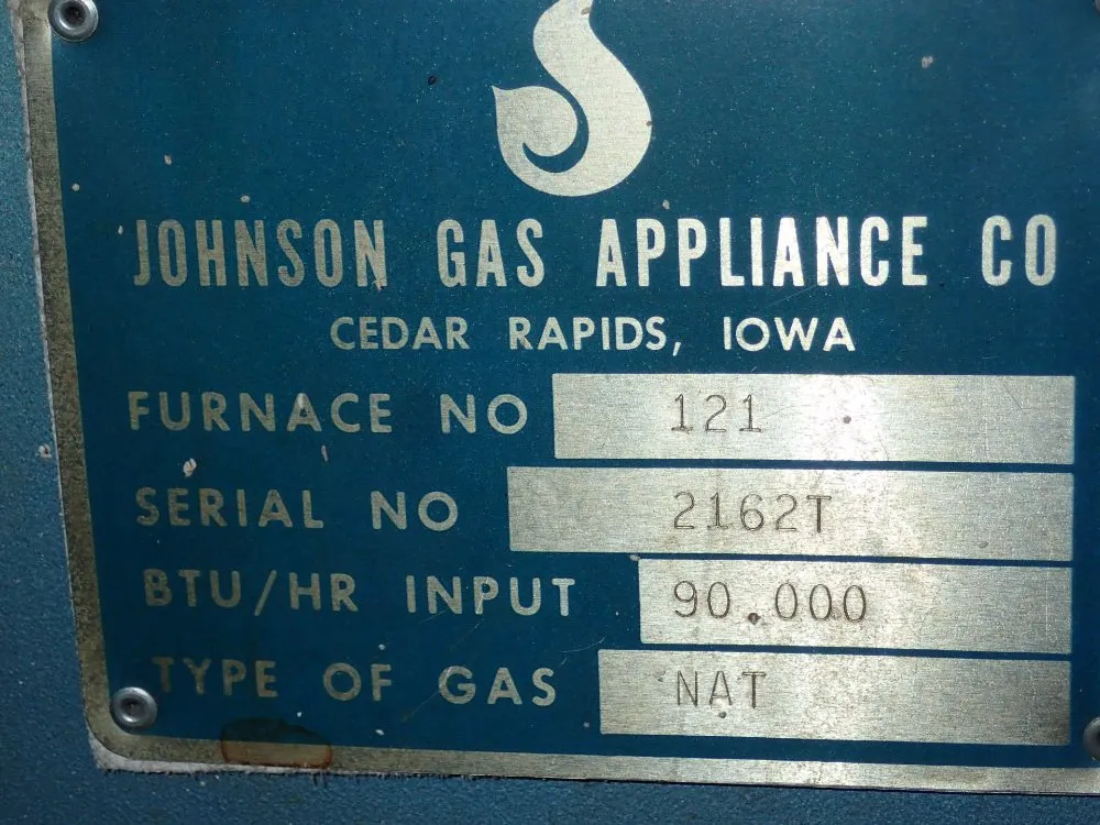 Johnson Gas Appliance Natural Gas Furnace - 121