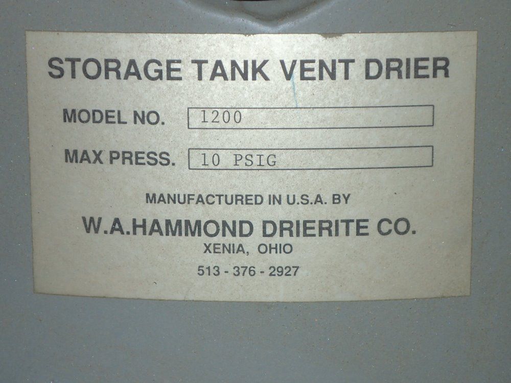 W.a. Hammond Drierite Co. Storage Tank Vent Dryer