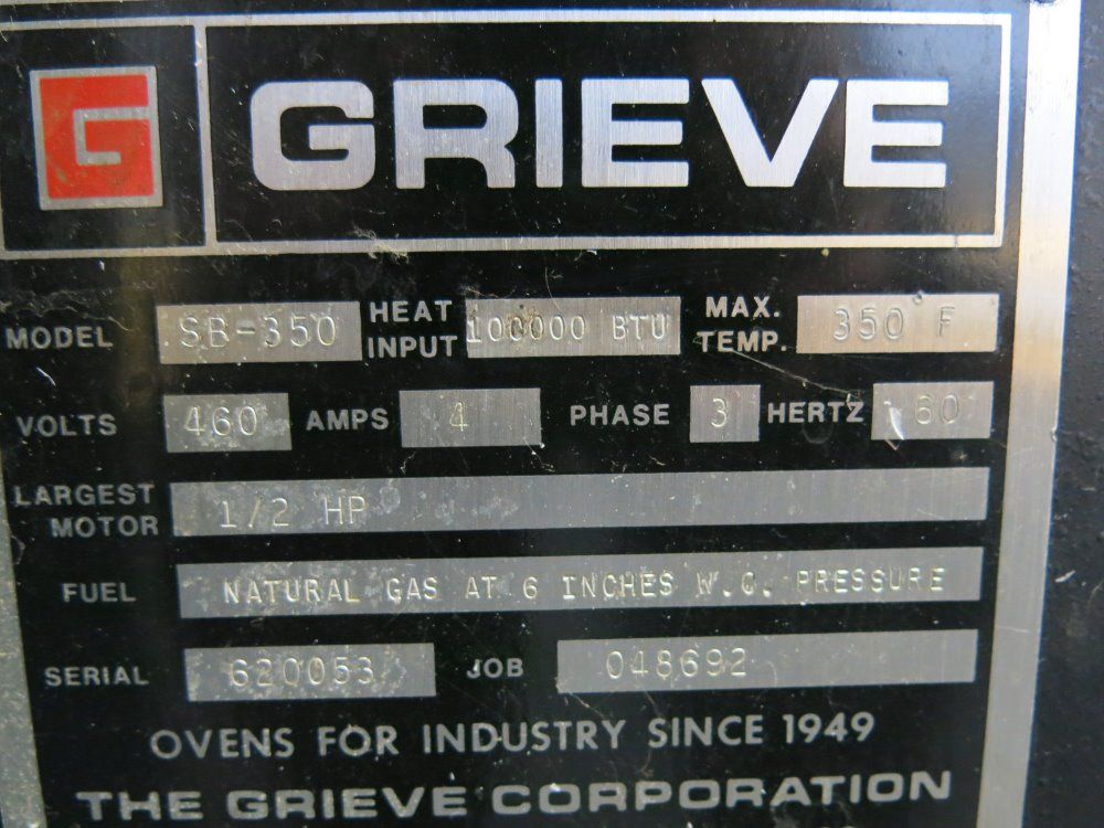 Grieve 350Â° F Natural Gas Oven - Sb-350