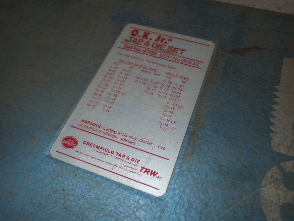 Greenfield Tap And Die Set