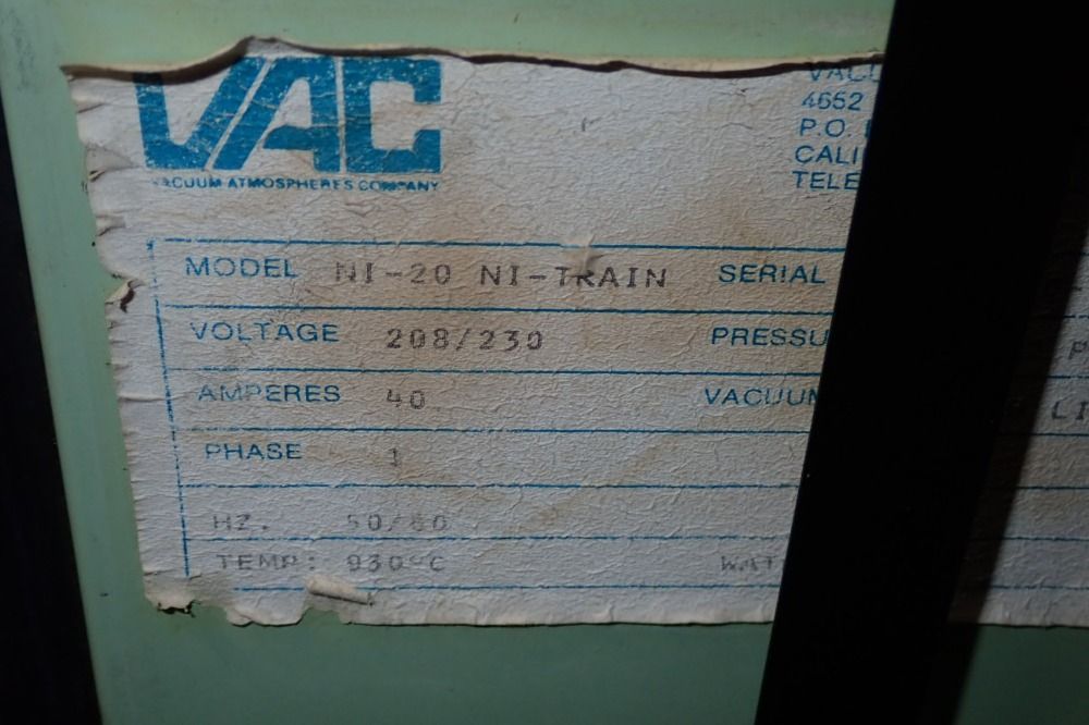 Vacuum Atmosphere Co. Gas Purifier