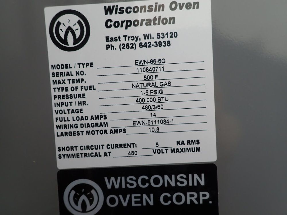 Wisconsin Oven Corporation 500Â° F Oven - Ewn-66-6g