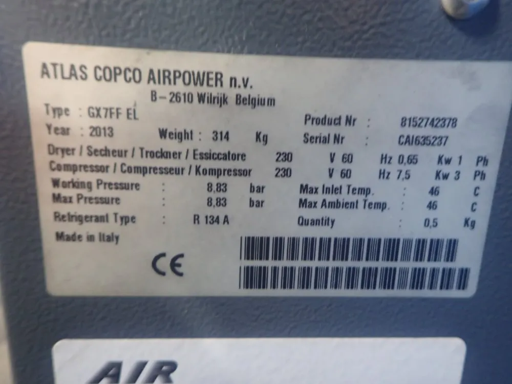 Atlas Copco Air Compressor W/ Integrated Air Dryer