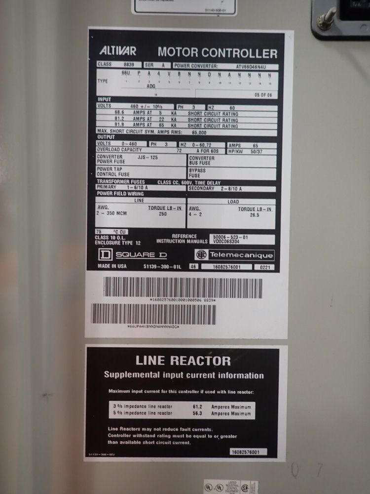 Square D / Altivar Electrical Cabinet W/ Drive