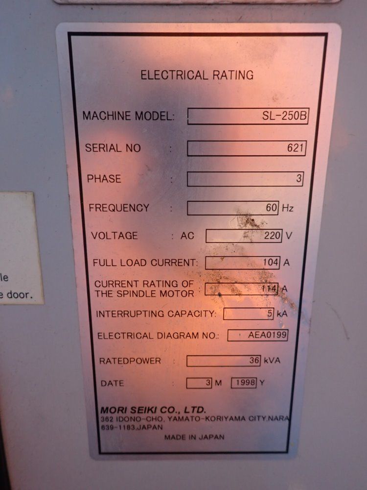 Mori Seiki Sl-250b Cnc Lathe - Sl-250b
