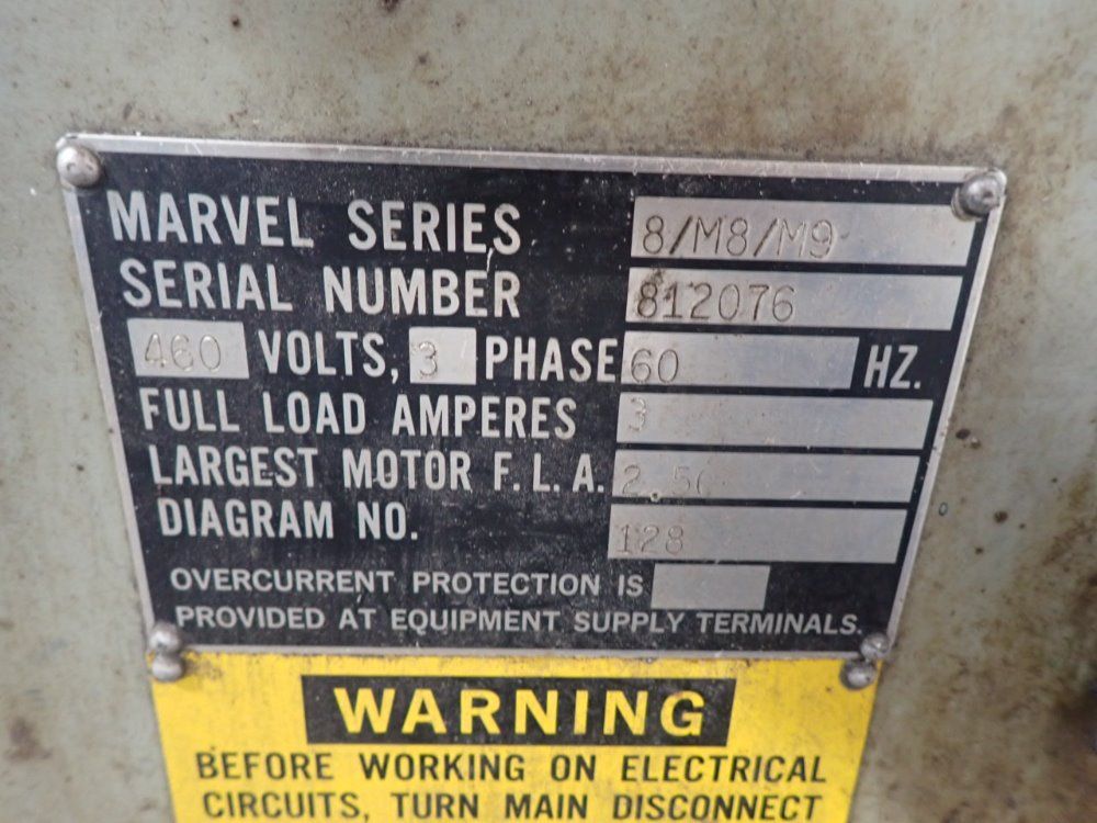 Marvel 18" X 20" 33" X 31" Table 8/m8/m9 Vertical Band Saw - 8/m8/m9