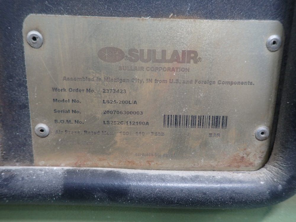 Sullair 200 Hp Ls-25-200l/a Air Compressor - Ls-25-200l/a