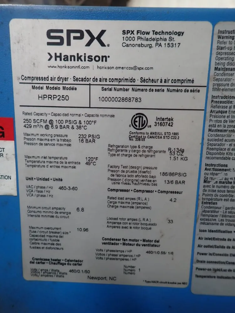 Spx / Hankison Air Dryer