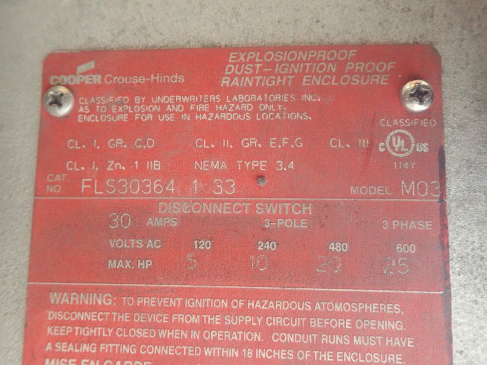 Cooper Explosion Proof Enclosure