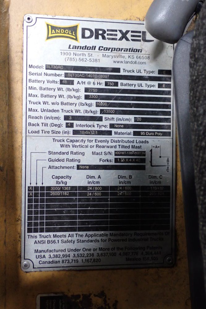 Drexel 3000 Lbs Slt30ac Electric Swingmast Forklift - Slt30ac