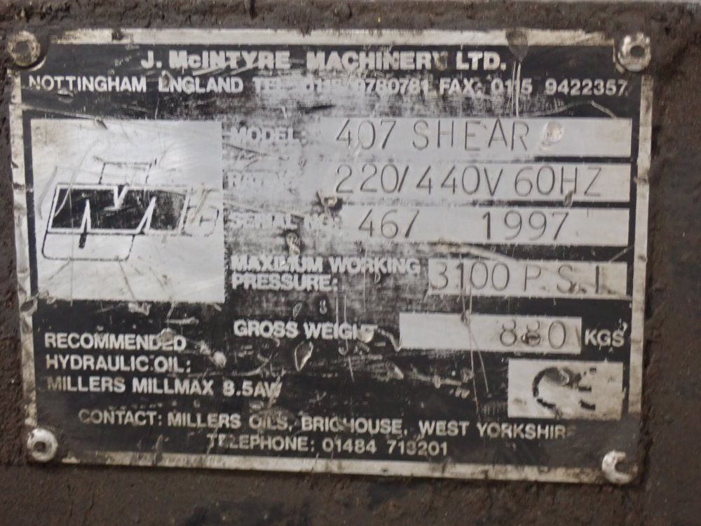 J. Mcintire Machinery Shear