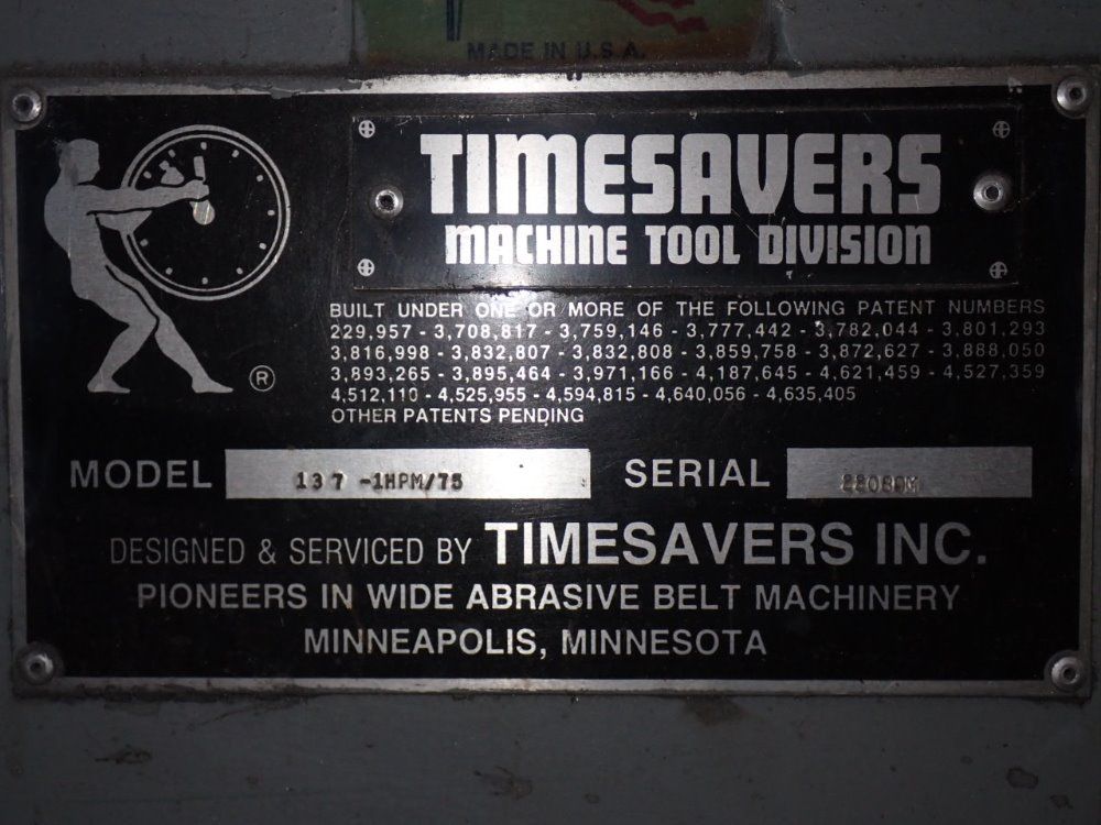 Timesavers Inc. 36" Timesavers Inc. 137-1 Hpm/75 Belt Sander - 137-1 Hpm/75