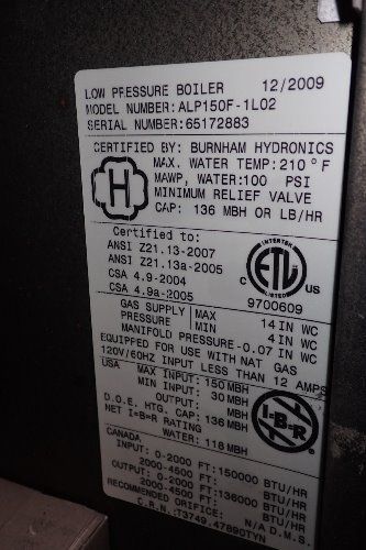 Burham Hydronics Low Pressure Boiler System