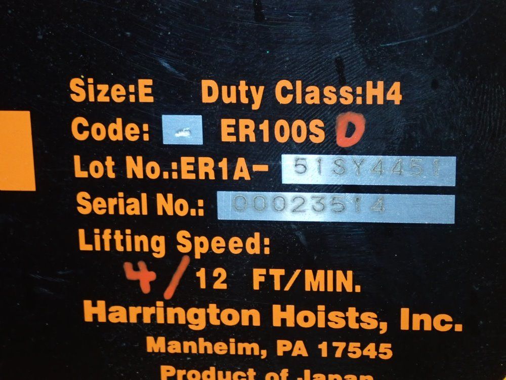 Harrington 10 Ton Electric Hoist