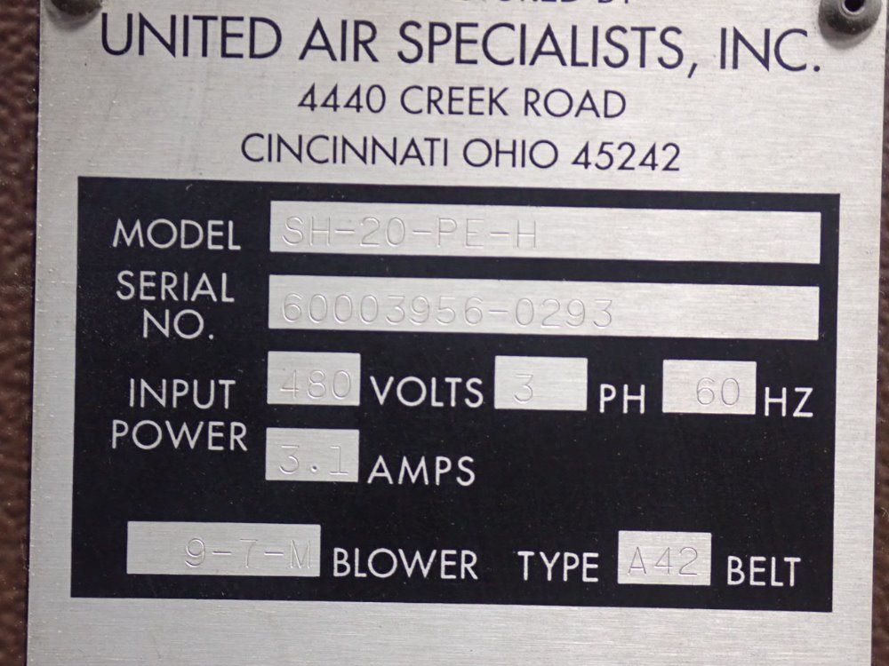 United Air Specialists/smog Hog Sh-20-pe-h Mist Collector - Sh-20-pe-h