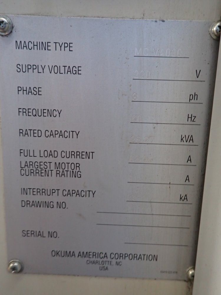 Okuma Mc-v4020 Cnc Vmc - Mc-v4020