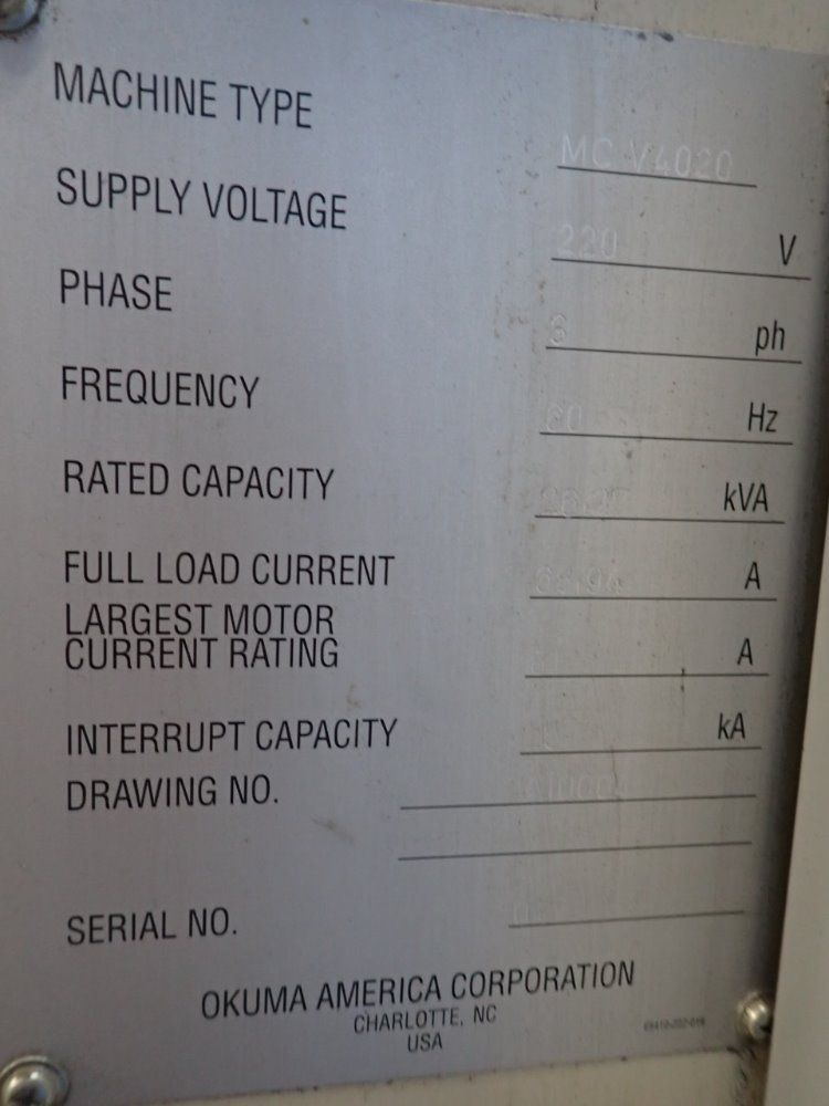 Okuma Mc-v4020 Cnc Vmc - Mc-v4020