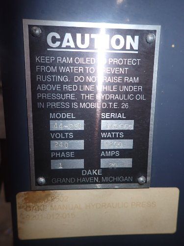 Dake 50 Tons 44-250 Press - 44-250