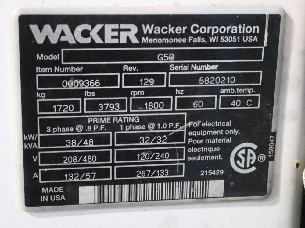 Wacker 38 Kw Diesel Generator - G50