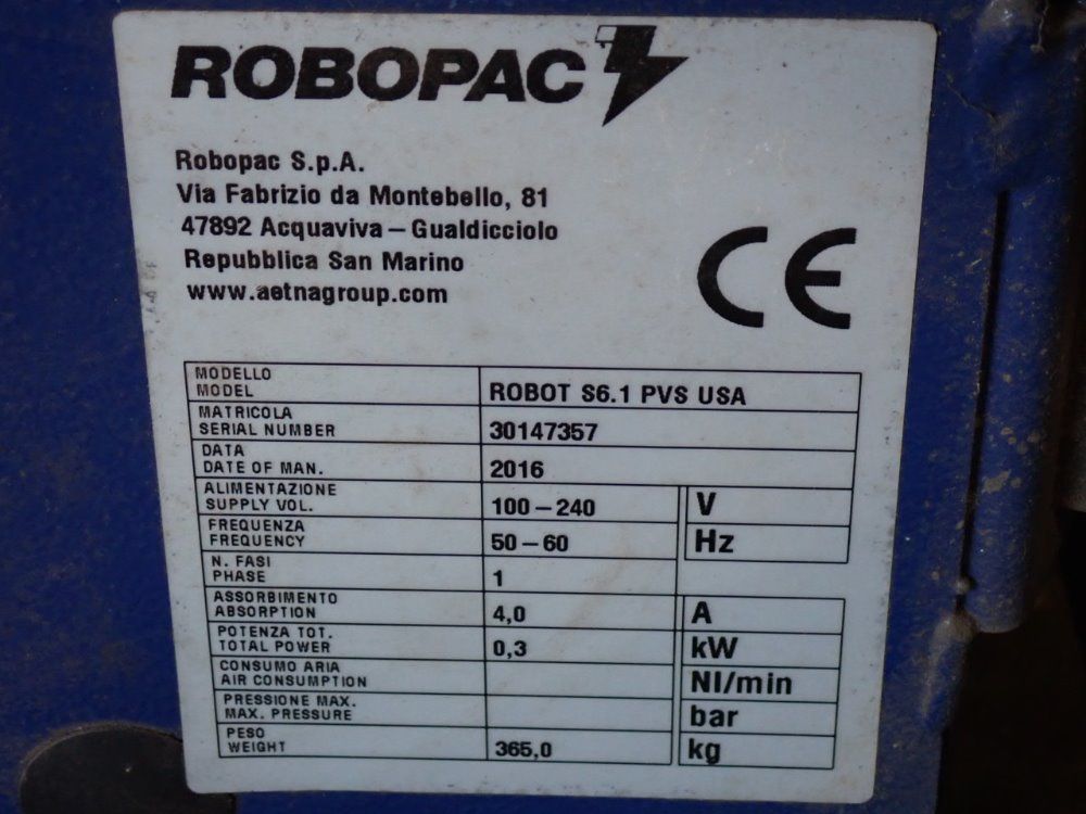Robopac 4a/.3kw/26x25 Portable Stretch Wrapper - Robot S6. 1 Pvs Usa