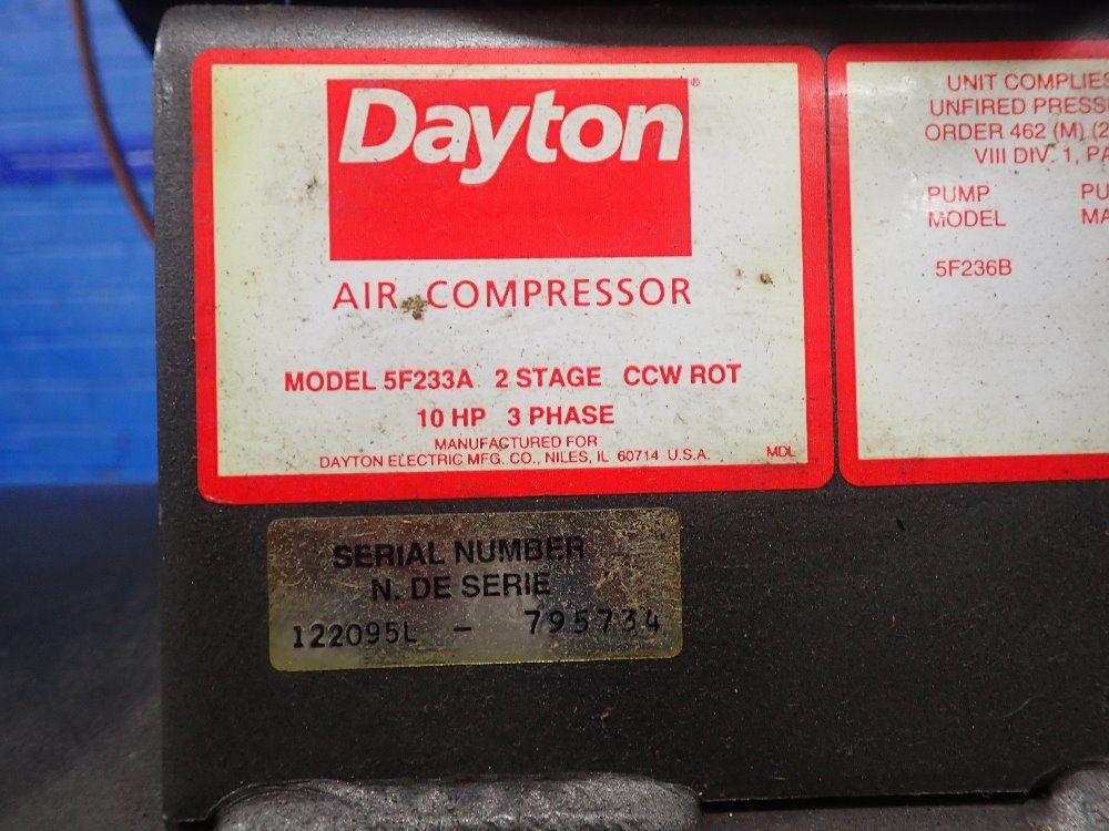 Dayton 10 Hp Air Compressor - 5f233a