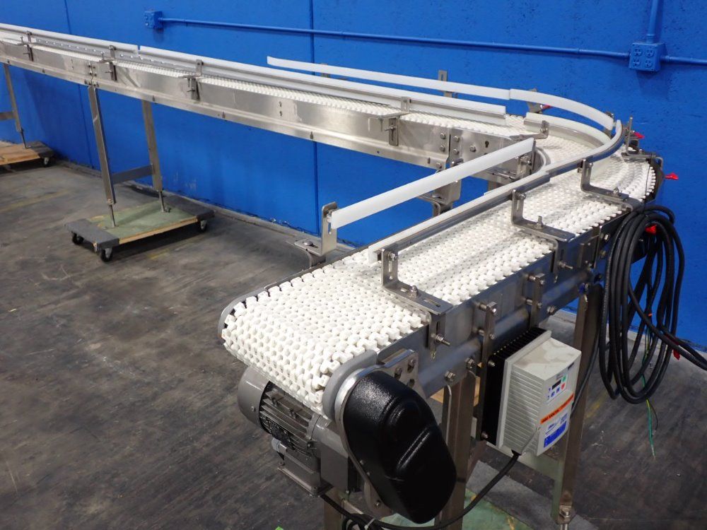 Dorner 10" W X 230" L X 37" H Curved Power Belt Conveyor