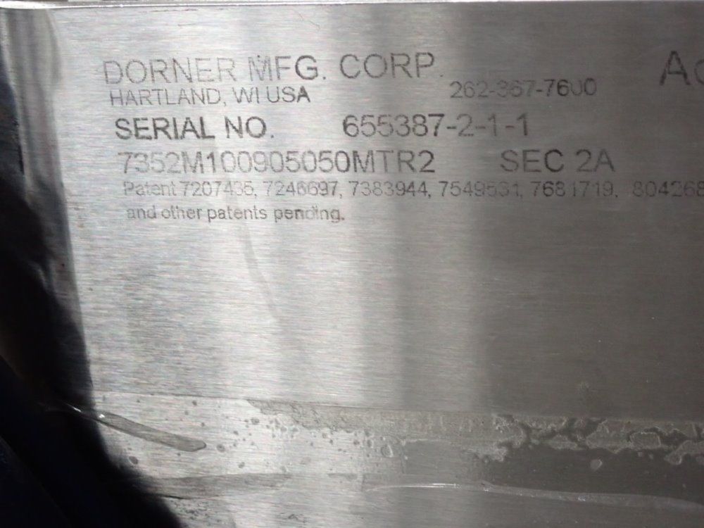 Dorner 10" W X 230" L X 37" H Curved Power Belt Conveyor