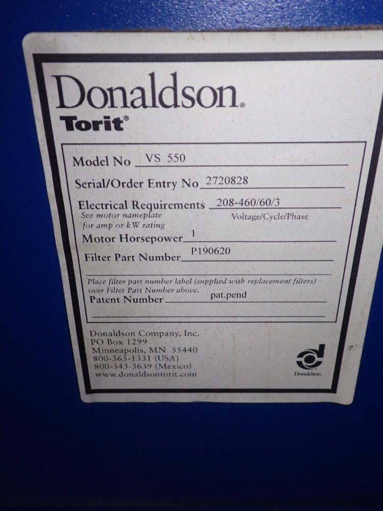 Donaldson Torit 1 Hp Dust Collector - Vs550