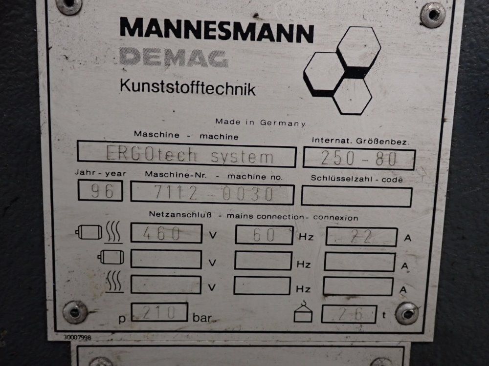 Demag 22a/210bar/15x18x17 Injection Molding Machine - Ergotech System