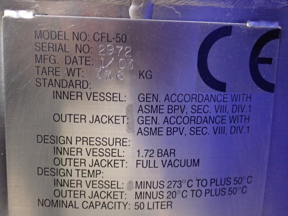 Cryo Fab Inc/ta Instruments 50l Cfl-50 Liquid Nitrogen Cooling Tank - Cfl-50