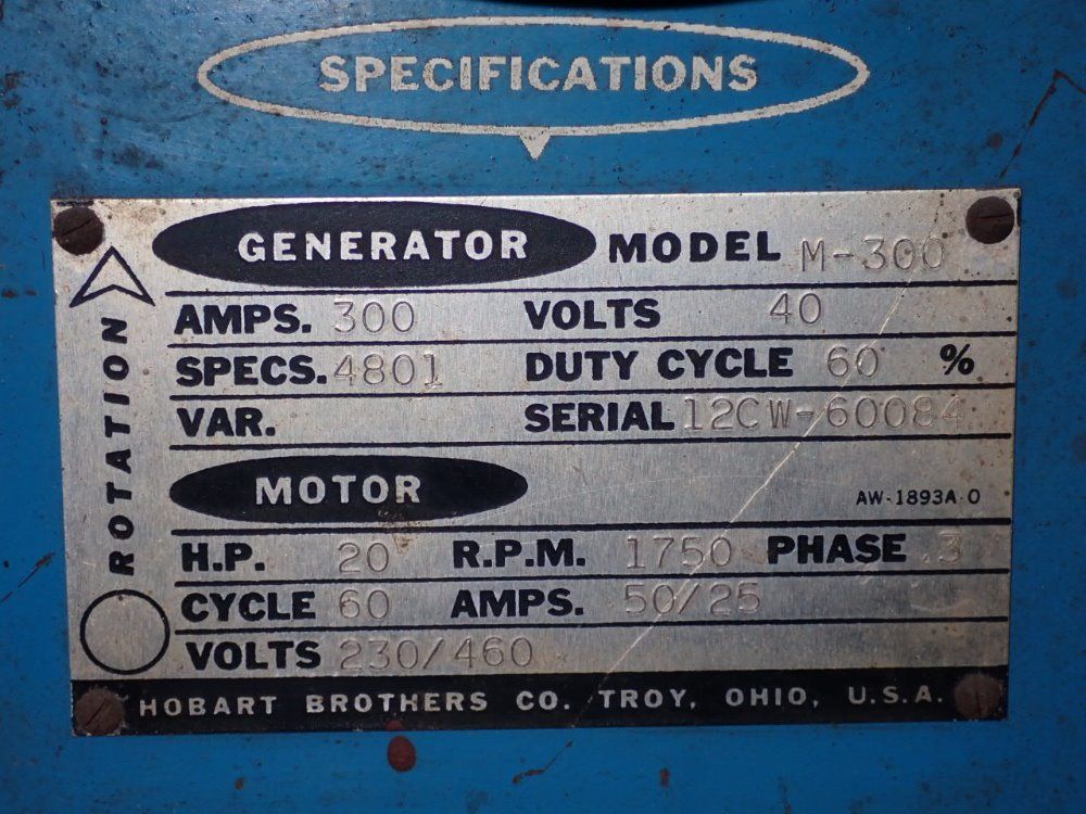 Hobart 300 Amp Generator/welder - M-300