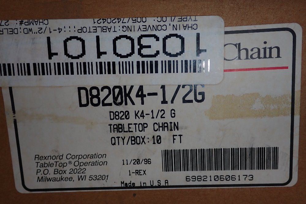 Rexnord 10ft Conveyor Belt - 0820k4-172g