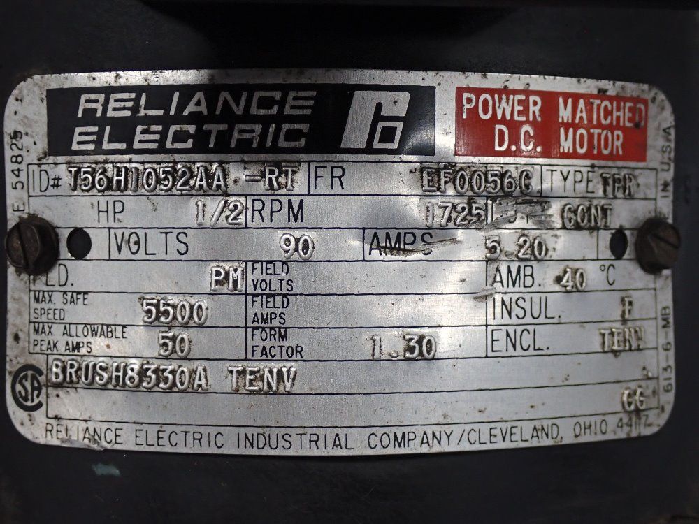 Reliance 1/2 Hp Electric Motor - T56h1052aa-rt