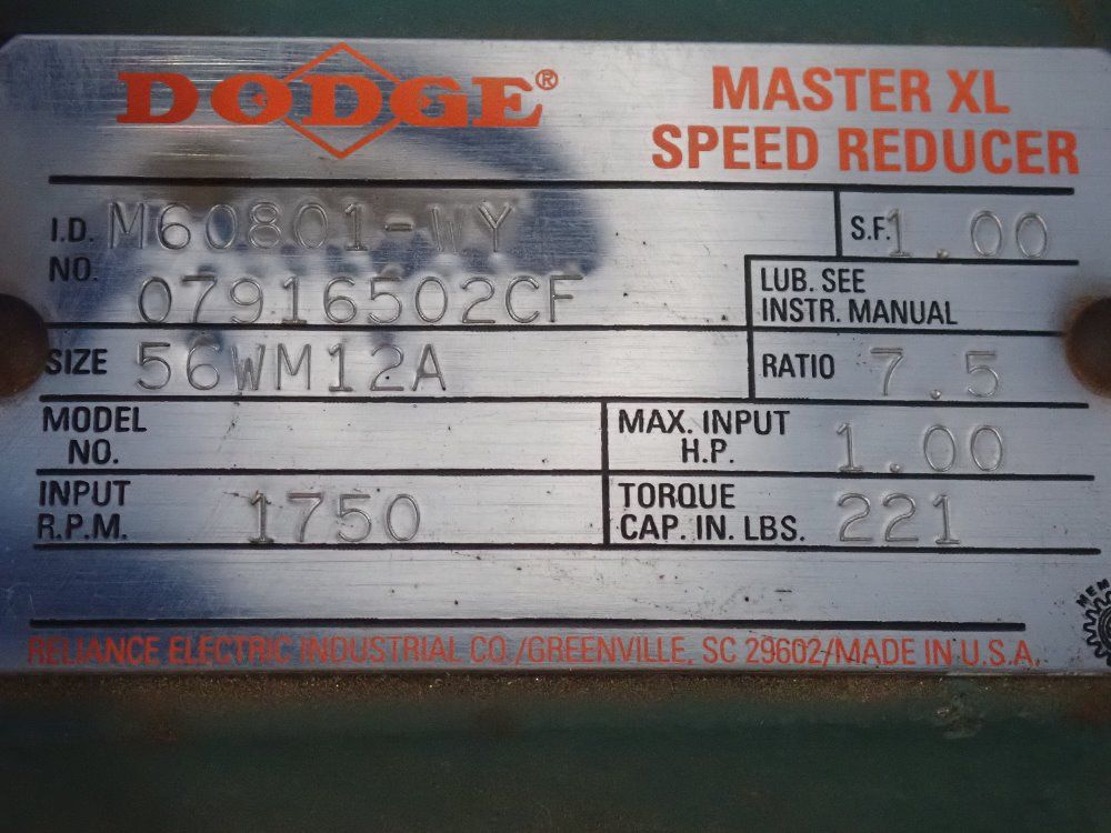 Dodge 1 Hp Gearbox Reducer - M60801-wy