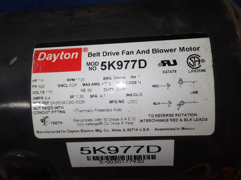 Dayton 1/4 Hp Motor - Sk977d